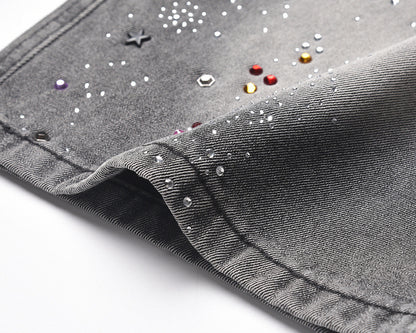 Starry Washed Rhinestone | Denim Shorts - Santo 
