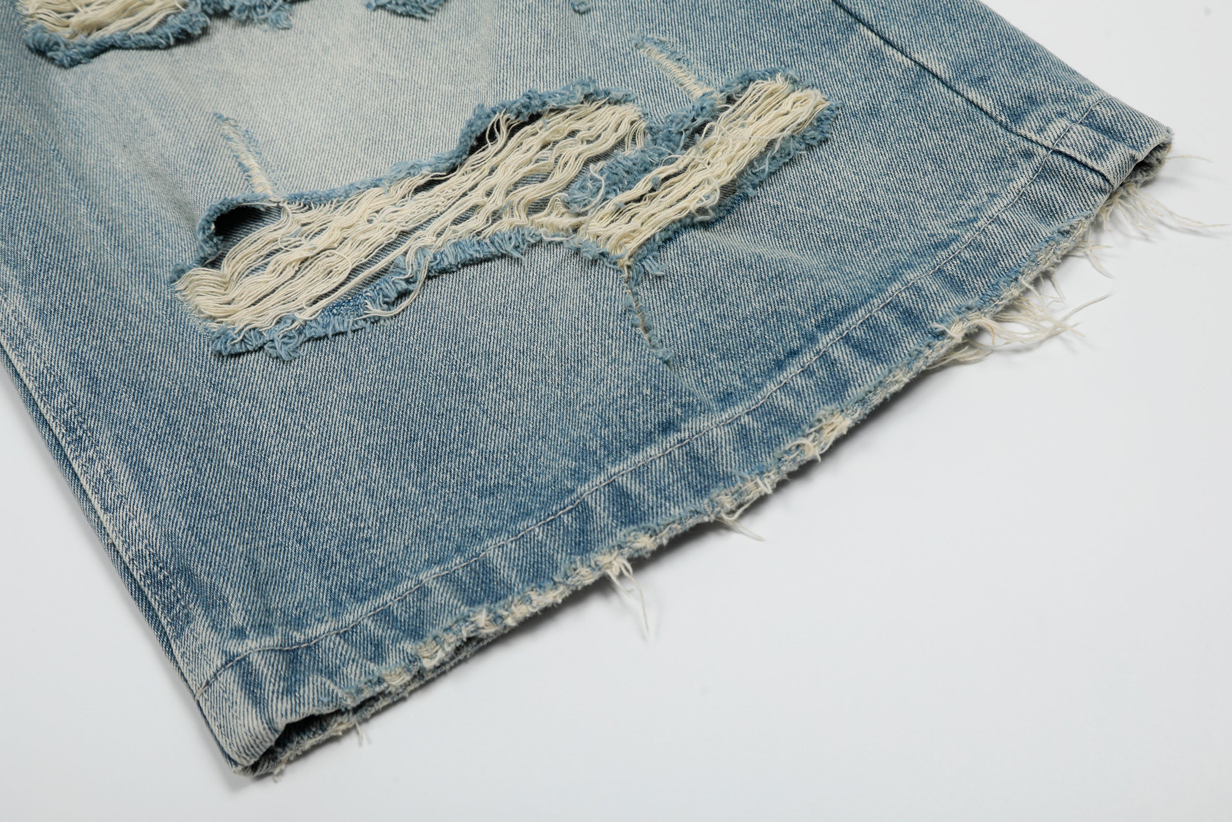 Distressed Wide-Leg Shorts | Ripped Washed Denim