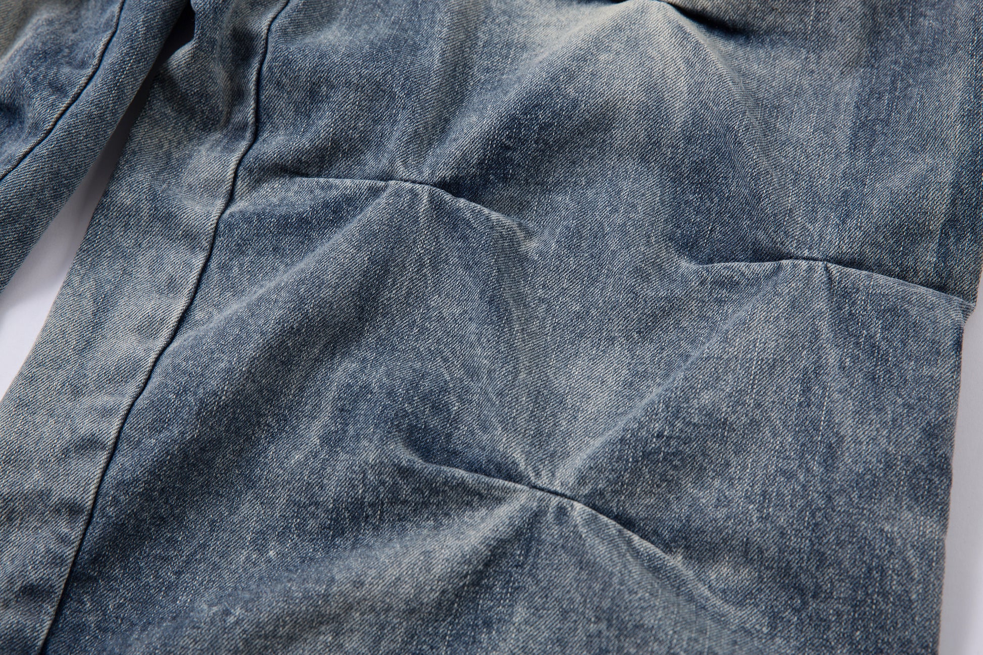 Washed Grid Pleat | Denim Jeans - Santo 