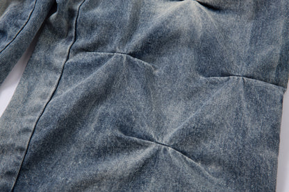 Washed Grid Pleat | Denim Jeans - Santo 