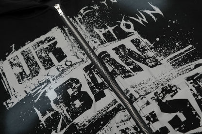 Graffiti Print | Oversized Zip Up Hoodie - Santo 