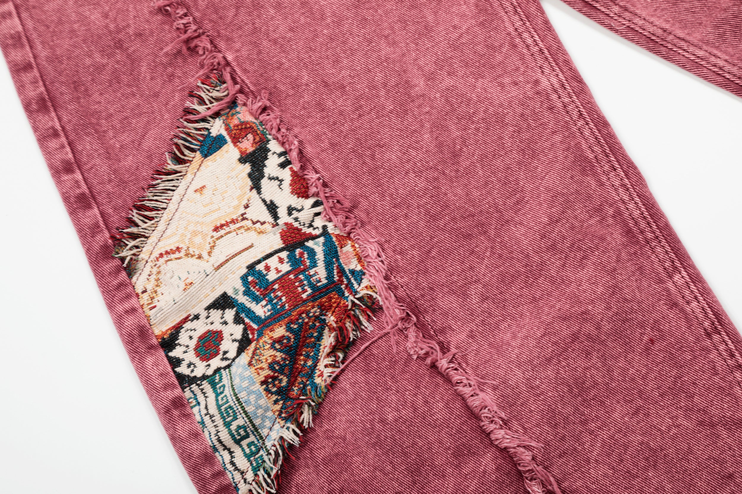Patch Dream | Washed Rose Jeans with Tapestry Accents