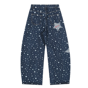 Seventy Star | All-Over Star Print Jeans with Applique