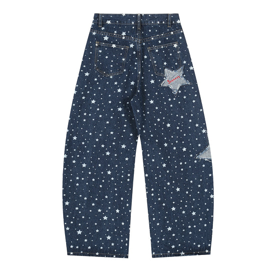 Seventy Star | All-Over Star Print Jeans with Applique