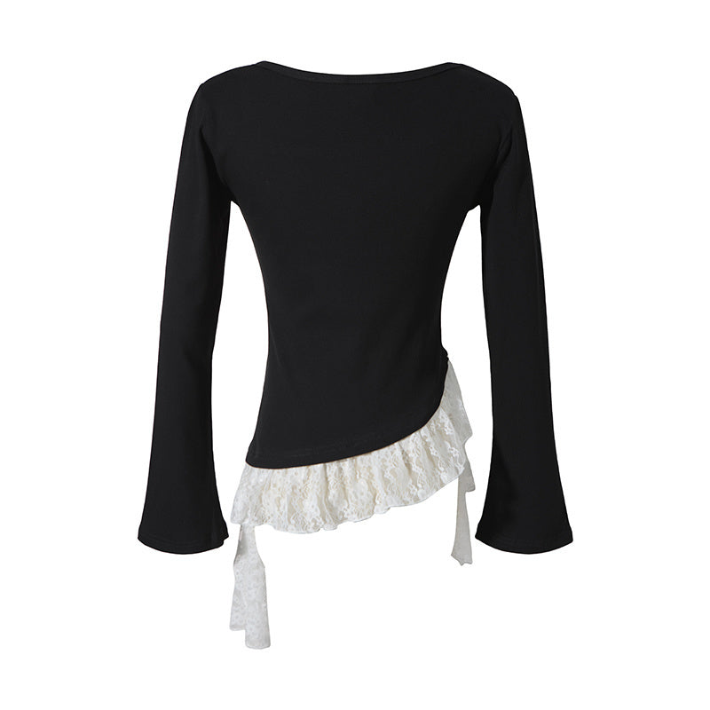 Butterfly Lace | Asymmetric Hem Printed Top