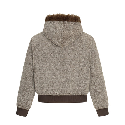 Pine Cocoa | Contrast Hooded Zip Jacket