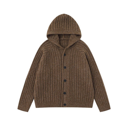 COZY LINE | Ribbed Knit Button Hoodie