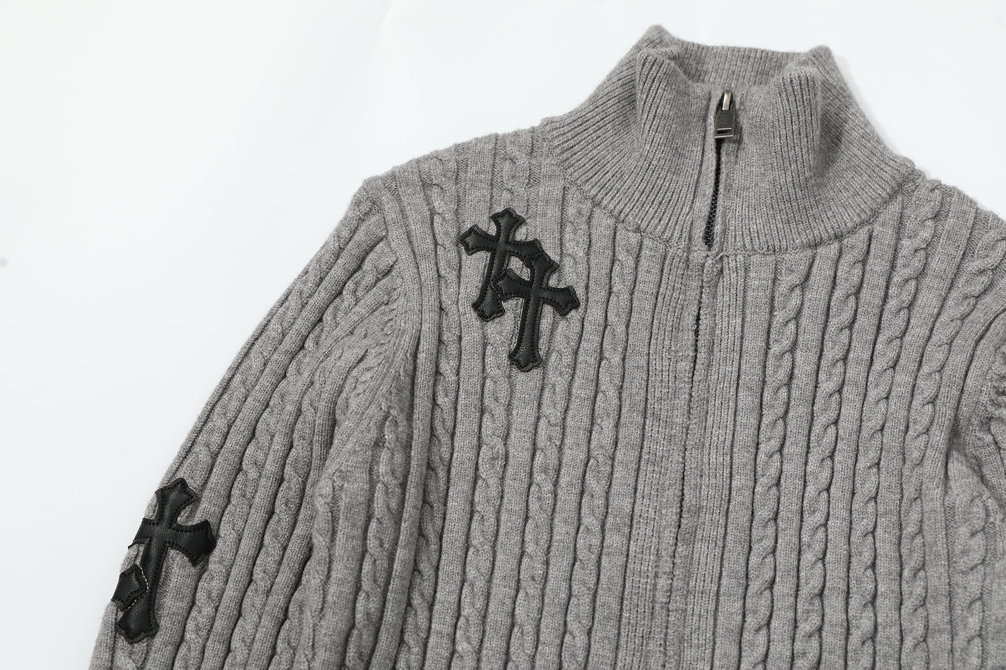 Fuzzy Pup | Striped Knit Cardigan with Dog Embroidery