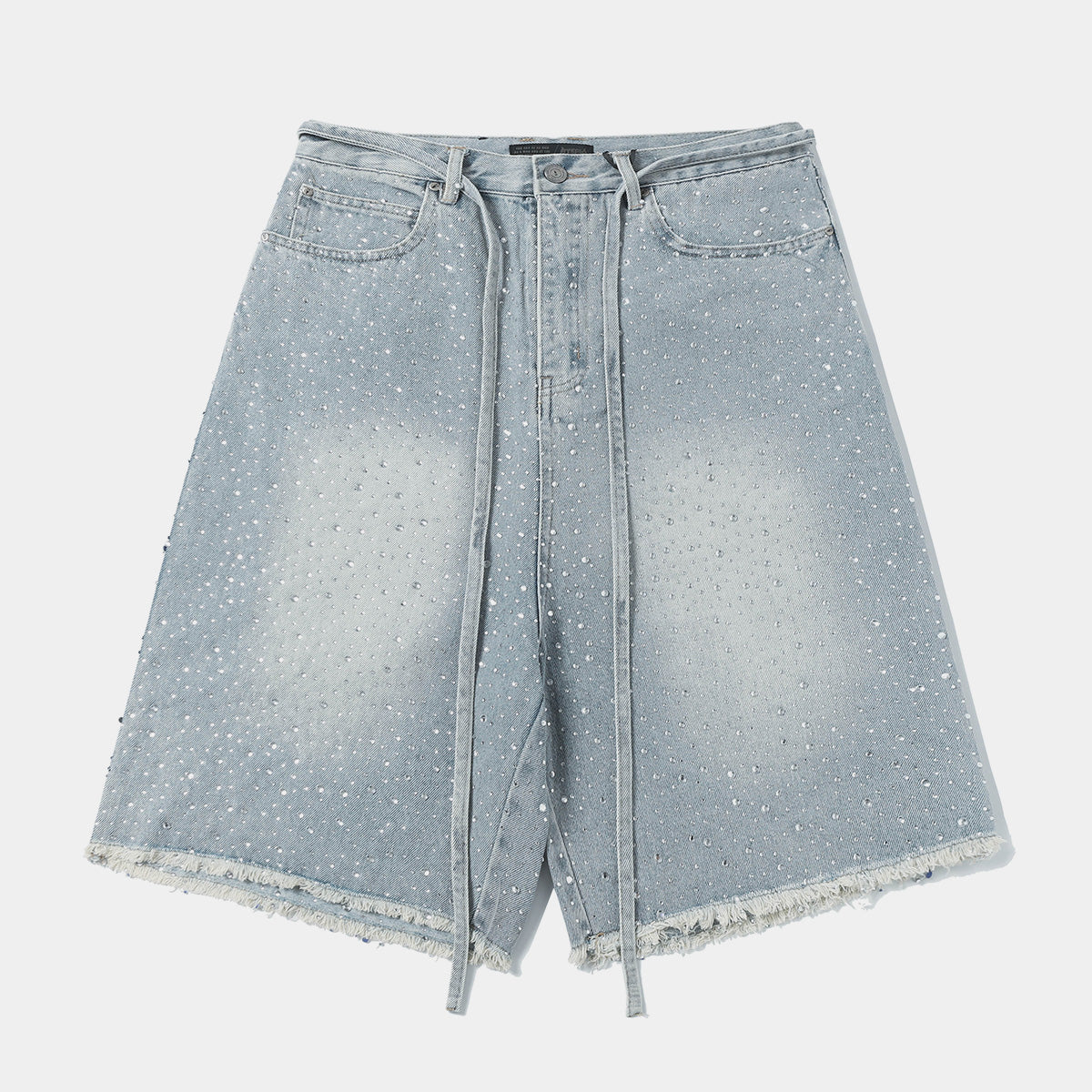 Rhinestone Frayed | Denim Shorts - Santo 