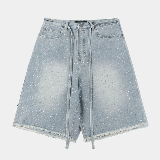 Rhinestone Frayed | Denim Shorts - Santo 