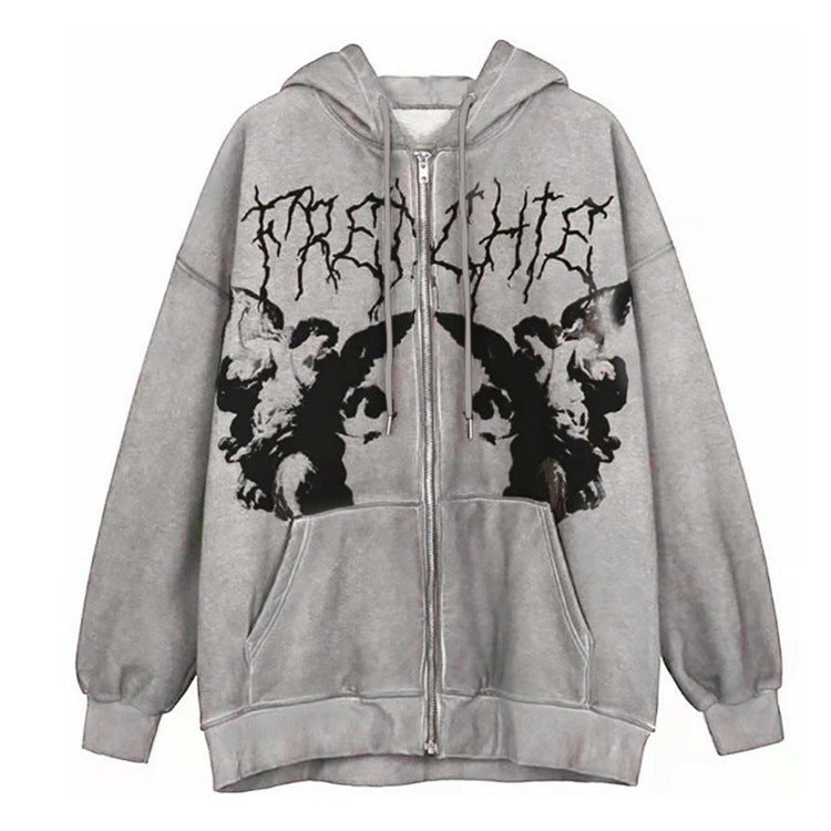 Cherub Chaos | Angel Print Zip Hoodie