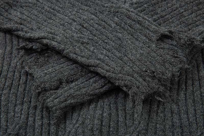 Knitted Distressed Diamond Pattern | Raw Edge Sweater