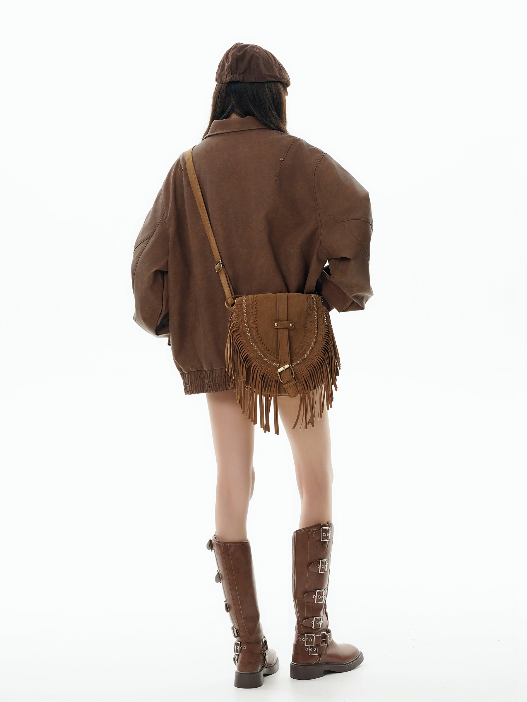 Suede Impact | Giacca oversize in pelle scamosciata con effetto distressed