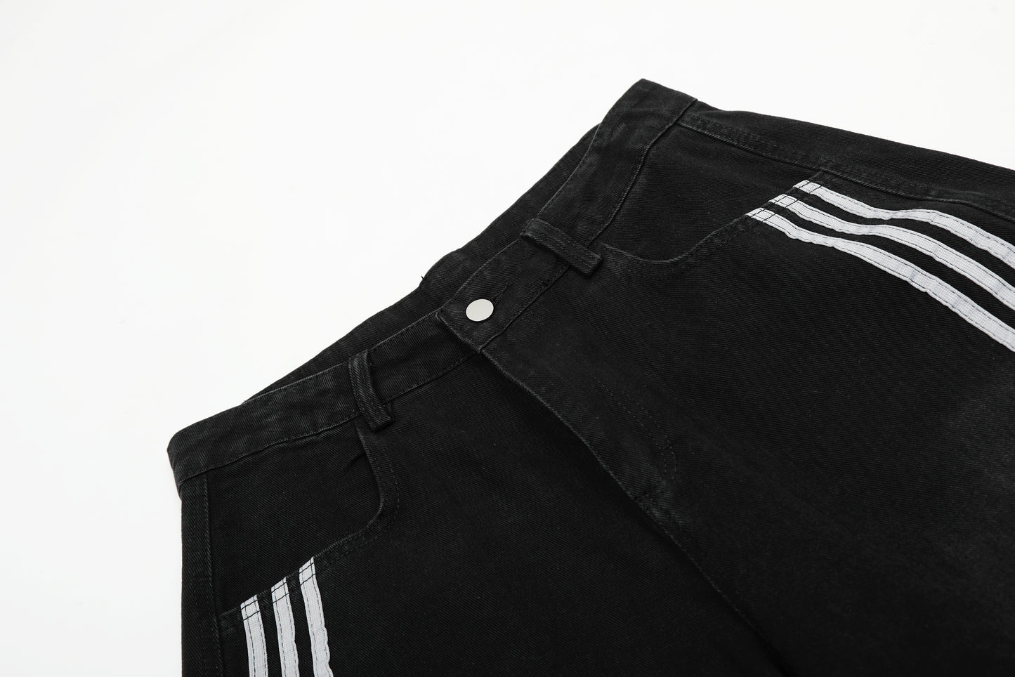Striped Stitching | Washed Barrel Jeans - Santo 