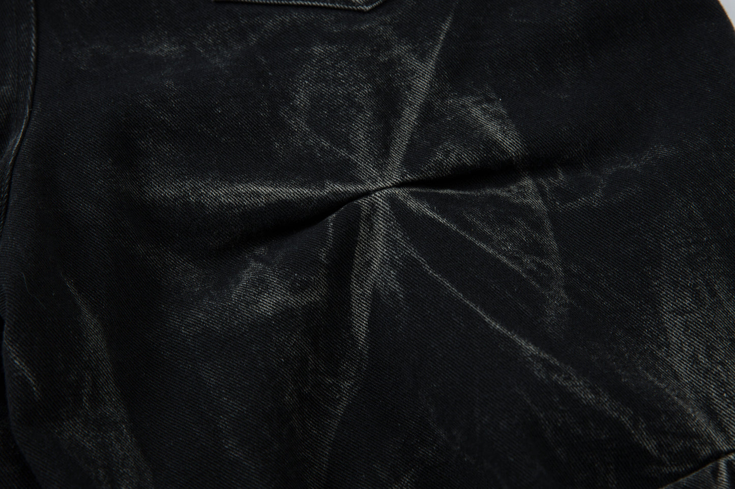 Washed Distressed Pleated | Baggy Jeans - Santo 