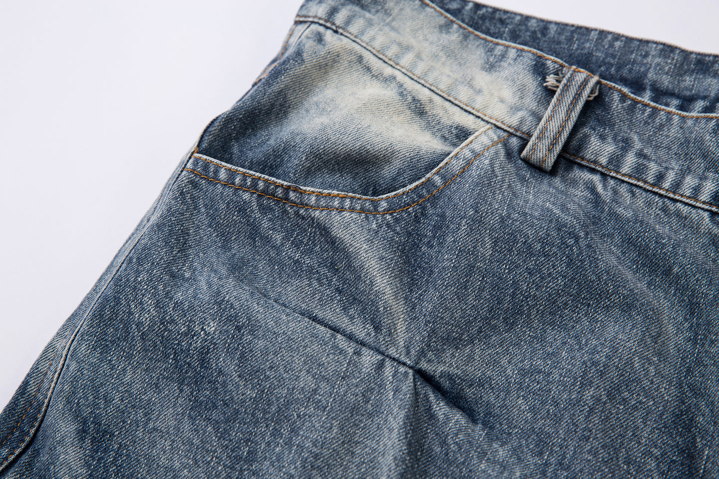 Washed Grid Pleat | Denim Jeans - Santo 