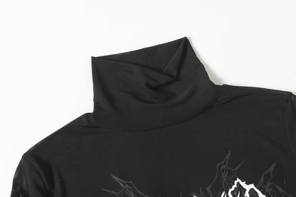 Streetwear Gothic Print | Turtleneck Sweatshirt - Santo 
