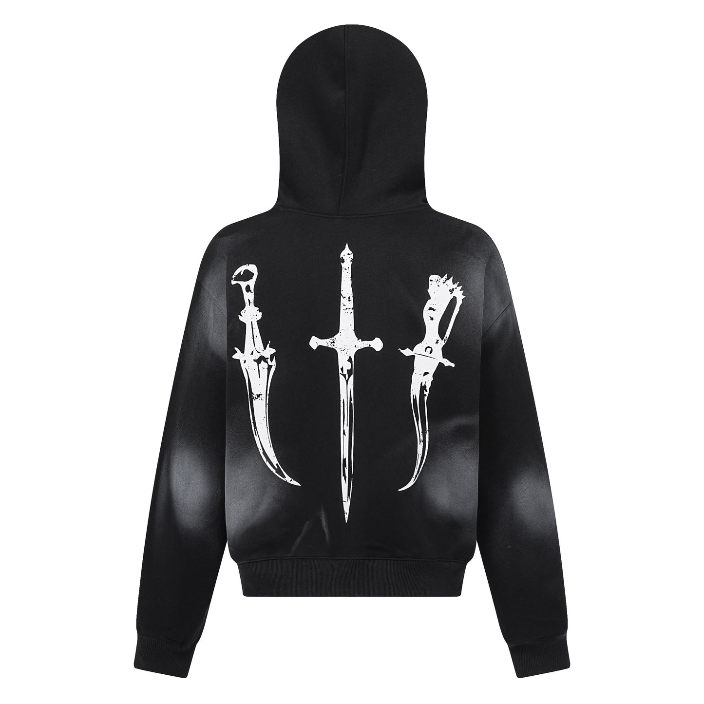Gothic Distressed Print | Zip-Up Hoodie - Santo 