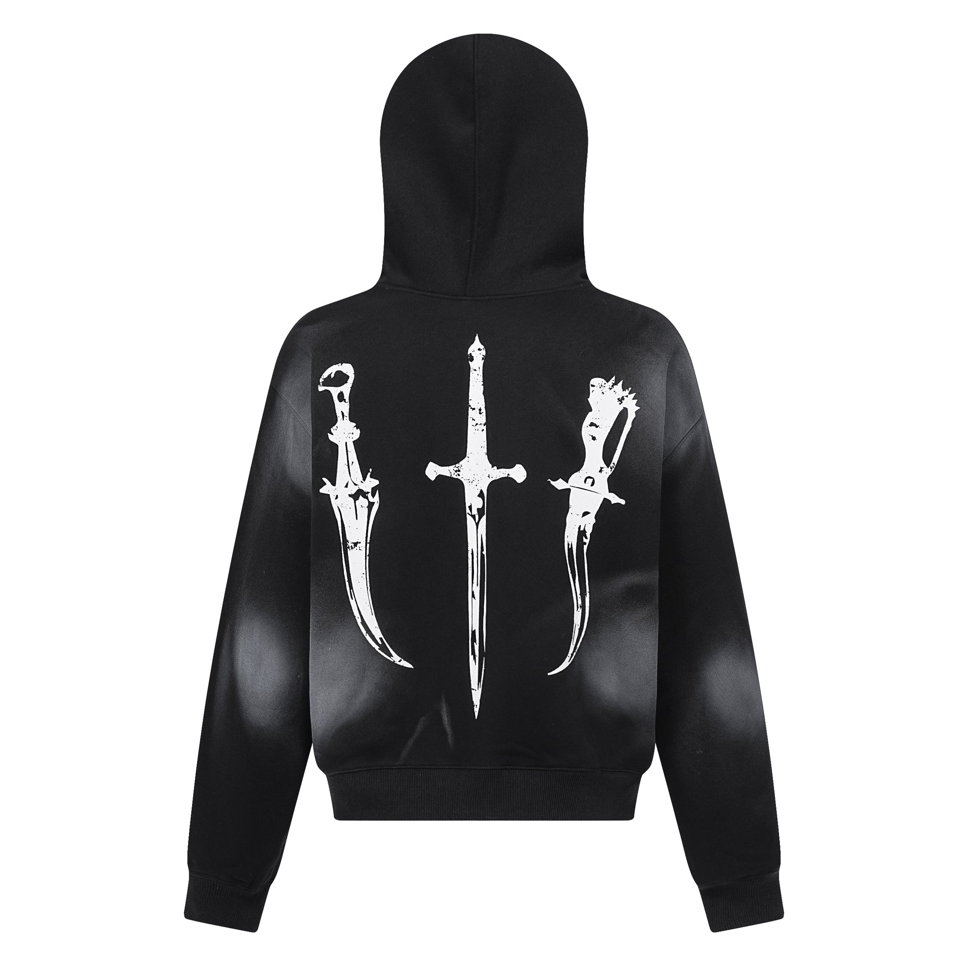 Gothic Distressed Print | Zip-Up Hoodie - Santo 