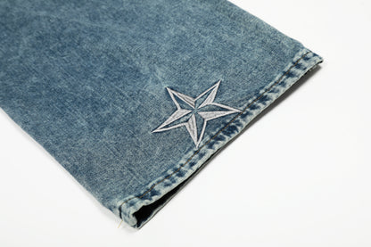 Star Stitching Washed | Wide Jeans - Santo 
