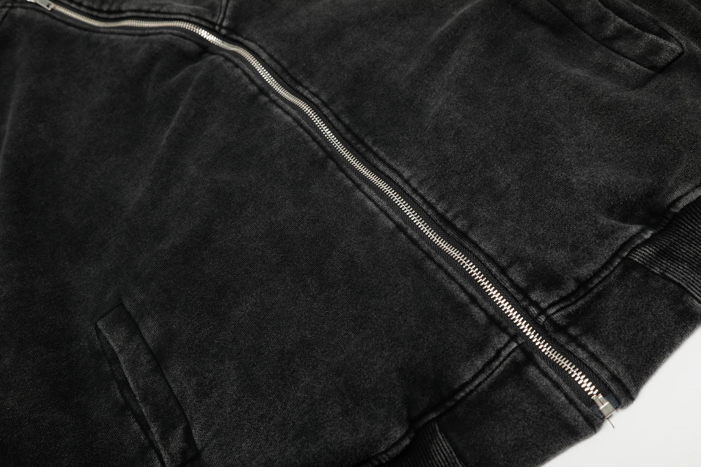 Asymmetry | Washed Zip Up Hoodie - Santo 