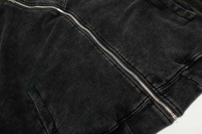 Asymmetry | Washed Zip Up Hoodie - Santo 