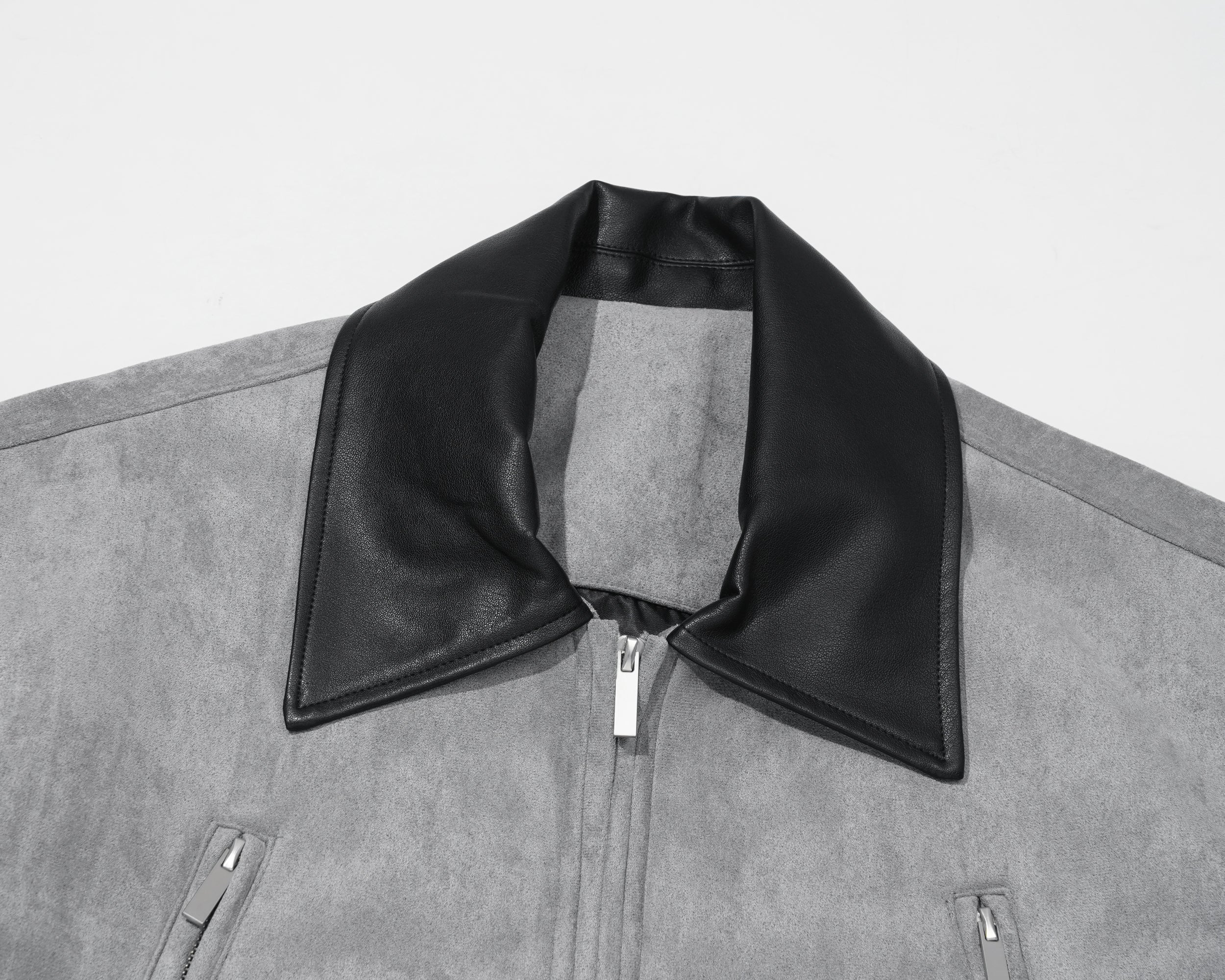Contrast Collar | Suede Zip Jacket
