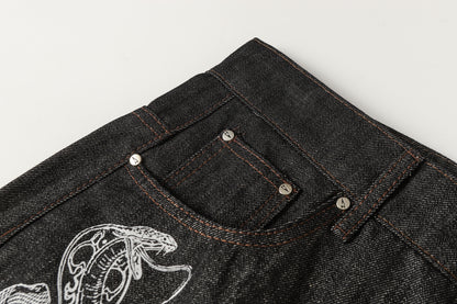 Snake Embroidery | Denim Jeans - Santo 