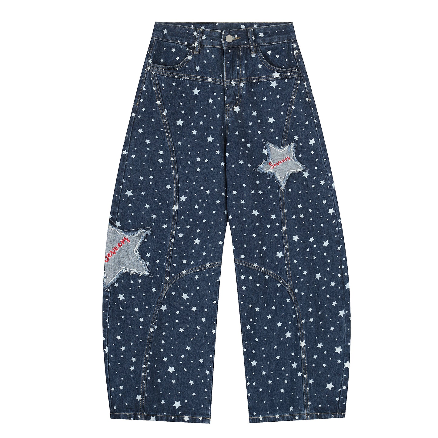 Seventy Star | All-Over Star Print Jeans with Applique