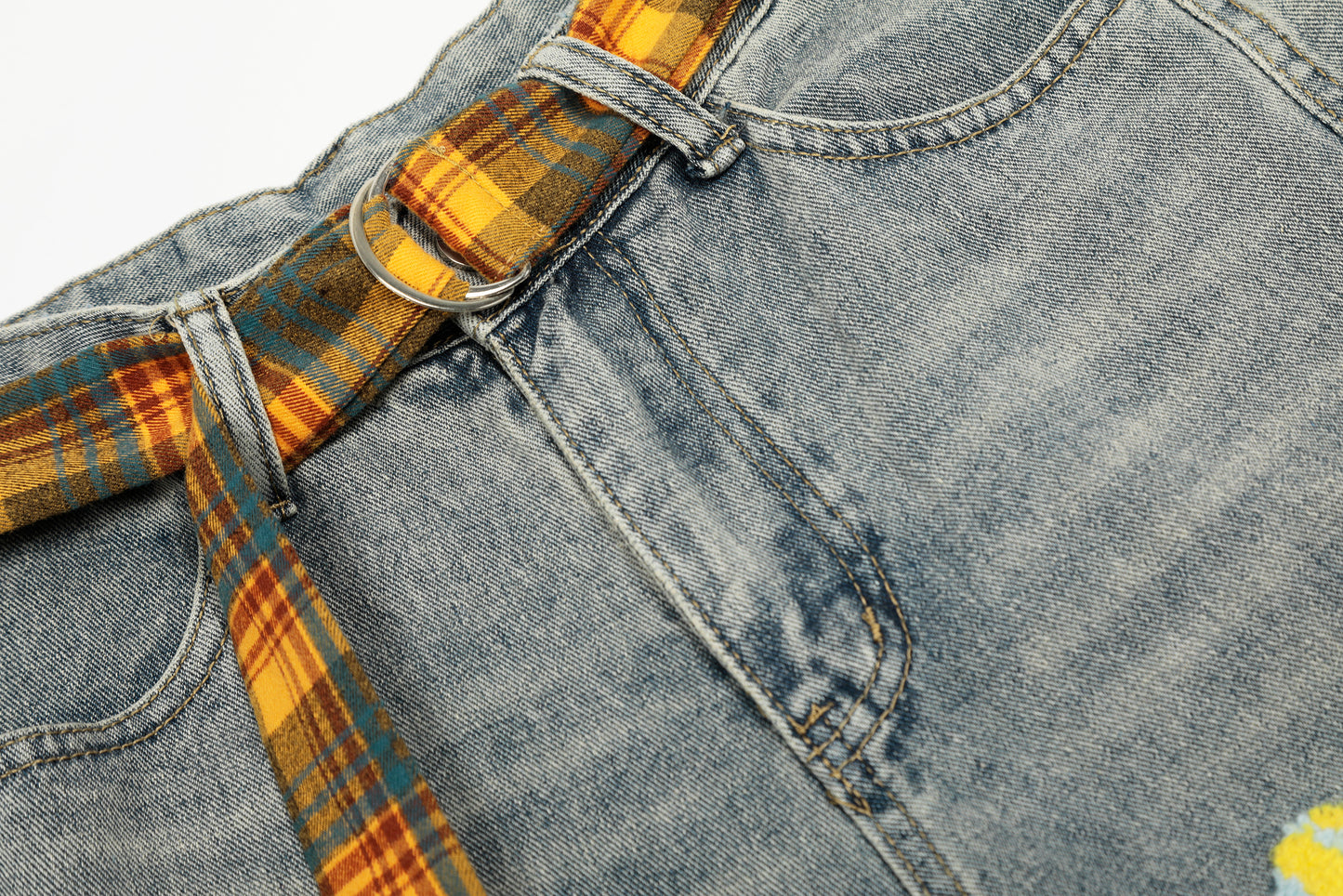 Mushroom patch | Embroidered wide leg jeans