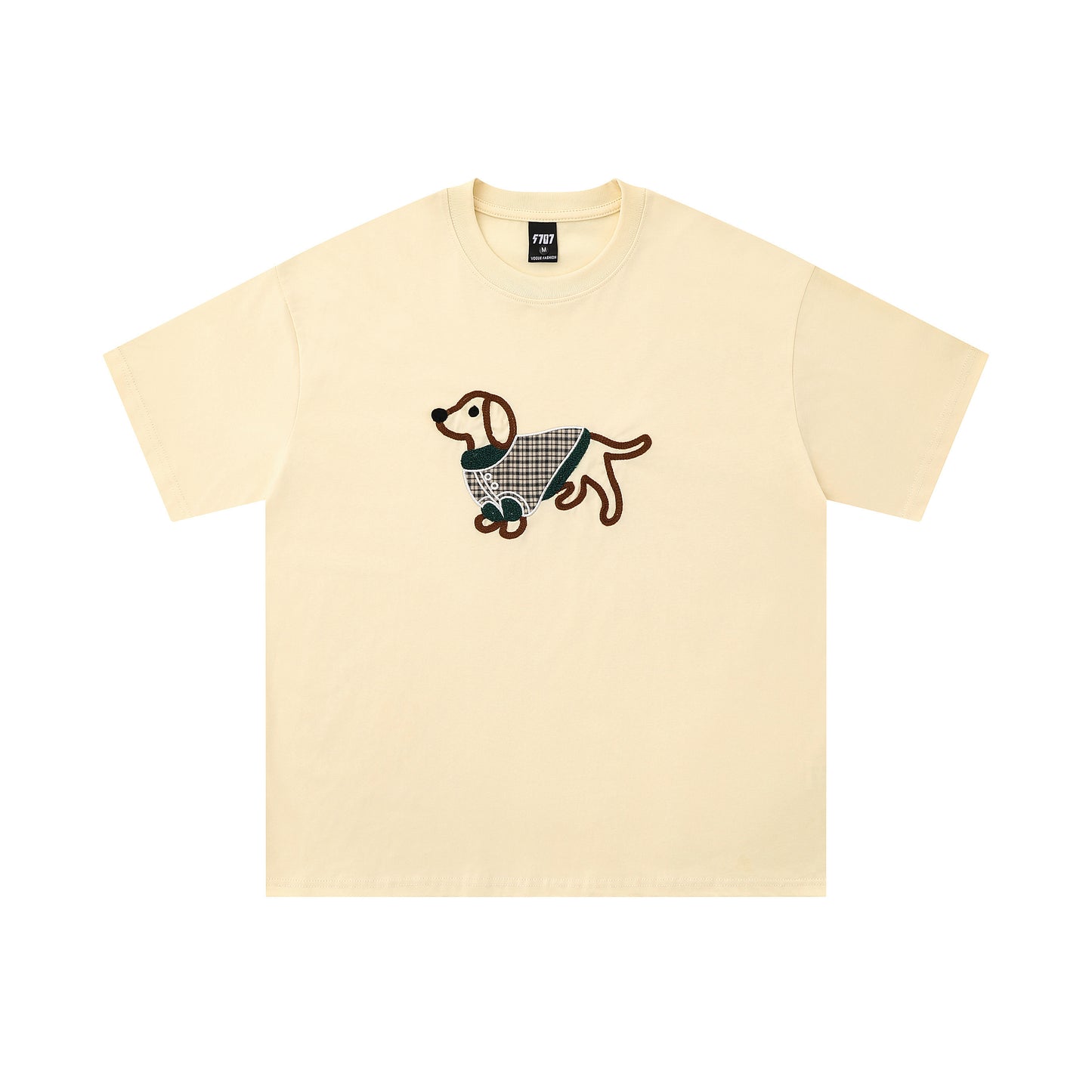 Scarf Pup | Embroidered Dog Patch Tee - Santo 