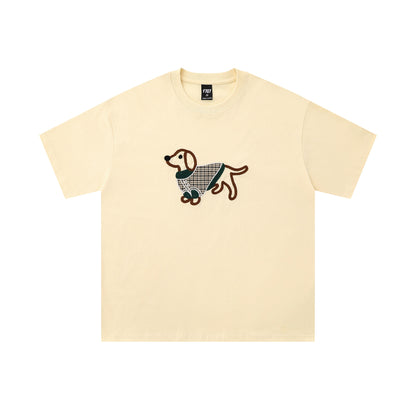 Scarf Pup | Embroidered Dog Patch Tee - Santo 