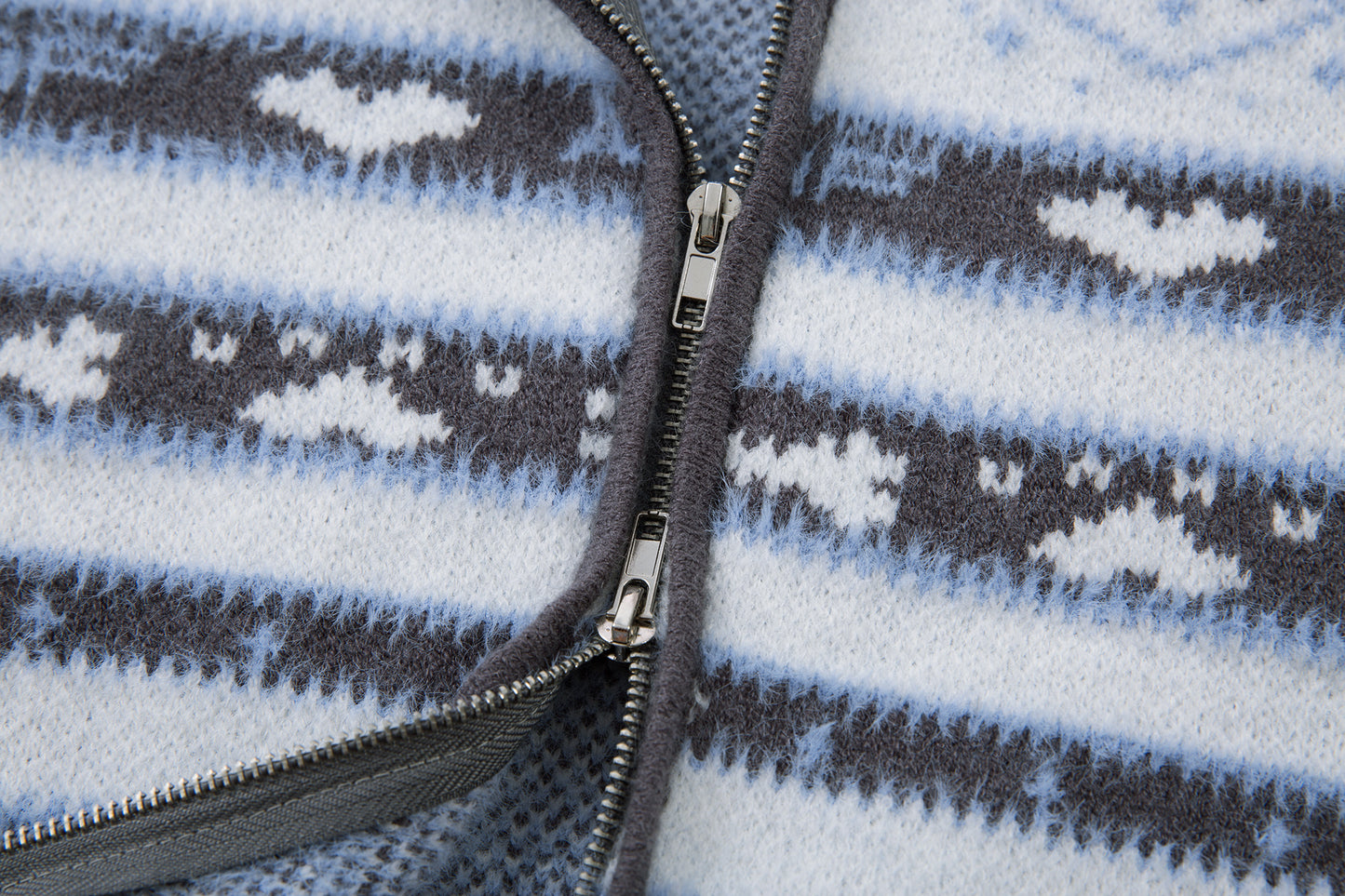 Powder Star | Striped Knit Hoodie with Faux Fur Hood