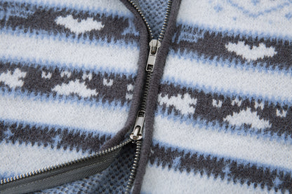 Powder Star | Striped Knit Hoodie with Faux Fur Hood