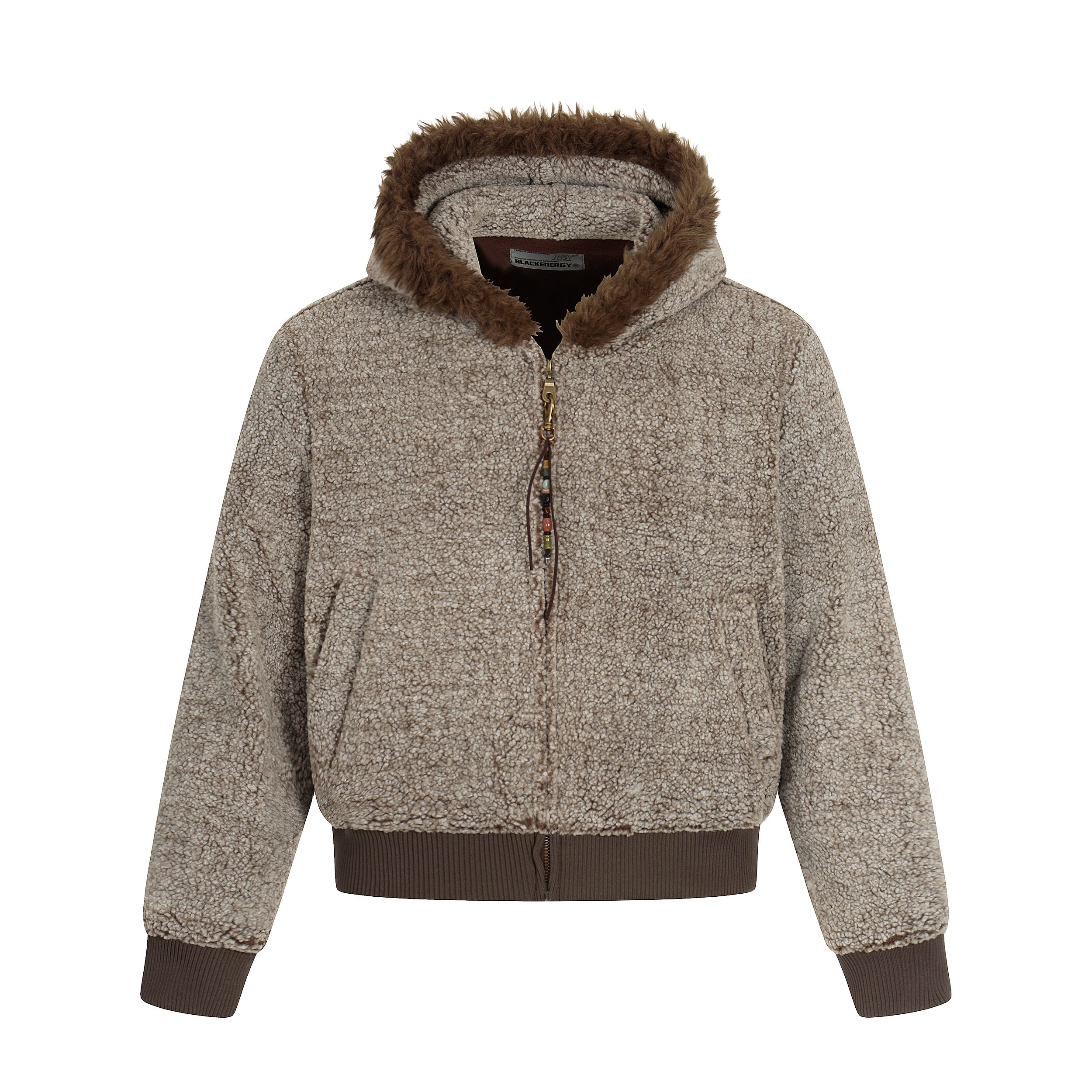 Pine Cocoa | Contrast Hooded Zip Jacket