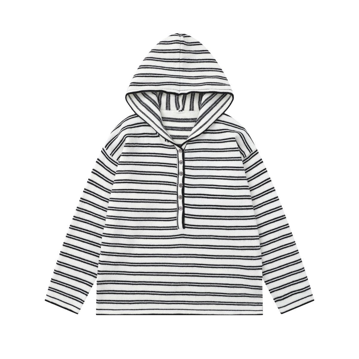 COASTLINE | Striped Buttoned Hood Pullover - Santo 