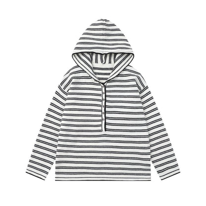 COASTLINE | Striped Buttoned Hood Pullover - Santo 