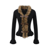 Buckled Fur | Knit Cardigan with Faux Trim