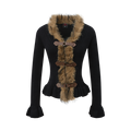 Buckled Fur | Knit Cardigan with Faux Trim