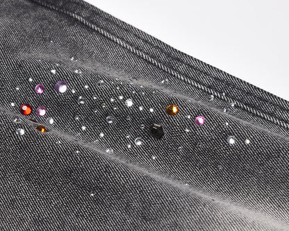 Starry Washed Rhinestone | Denim Shorts - Santo 