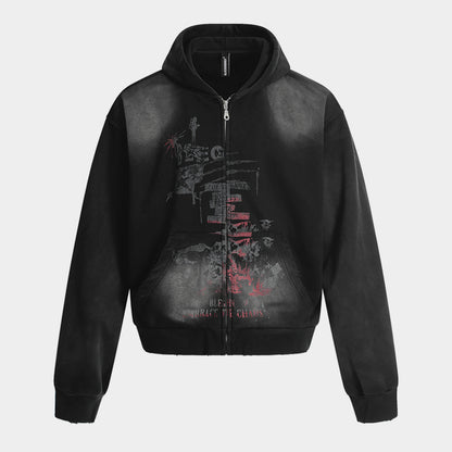 Spray Paint Print | Zip Up Hoodie - Santo 