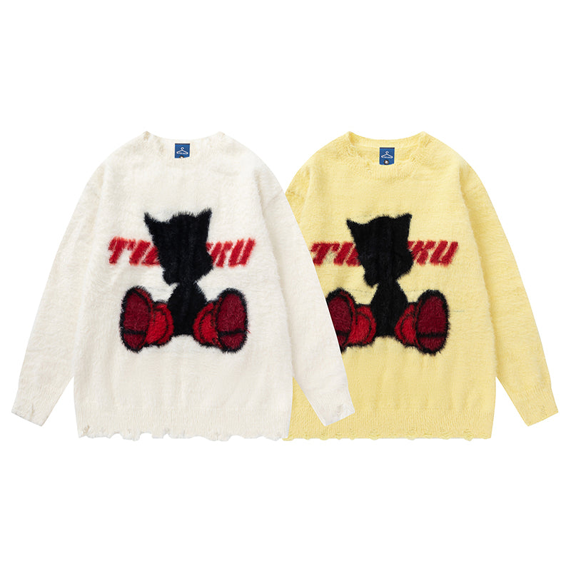 Retro Vibes | Fuzzy Cartoon Grafik-Pullover