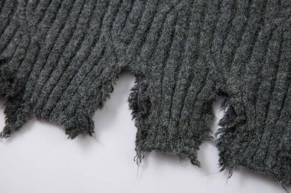 Knitted Distressed Diamond Pattern | Raw Edge Sweater