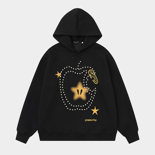 Glitter Star Apple Print | Oversized Hoodie - Santo 