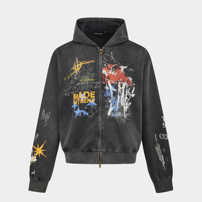 Grunge Graffiti | Full-Zip Hoodie - Santo 