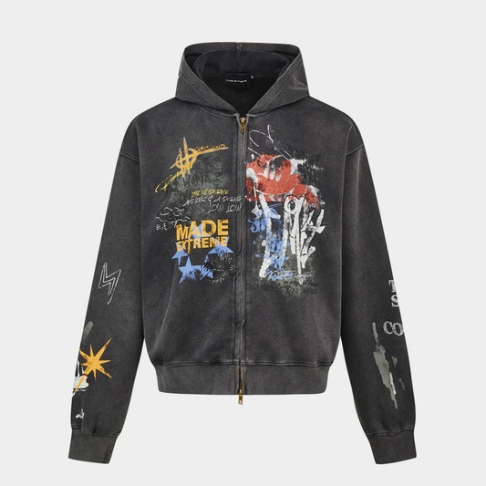 Grunge Graffiti | Full-Zip Hoodie - Santo 
