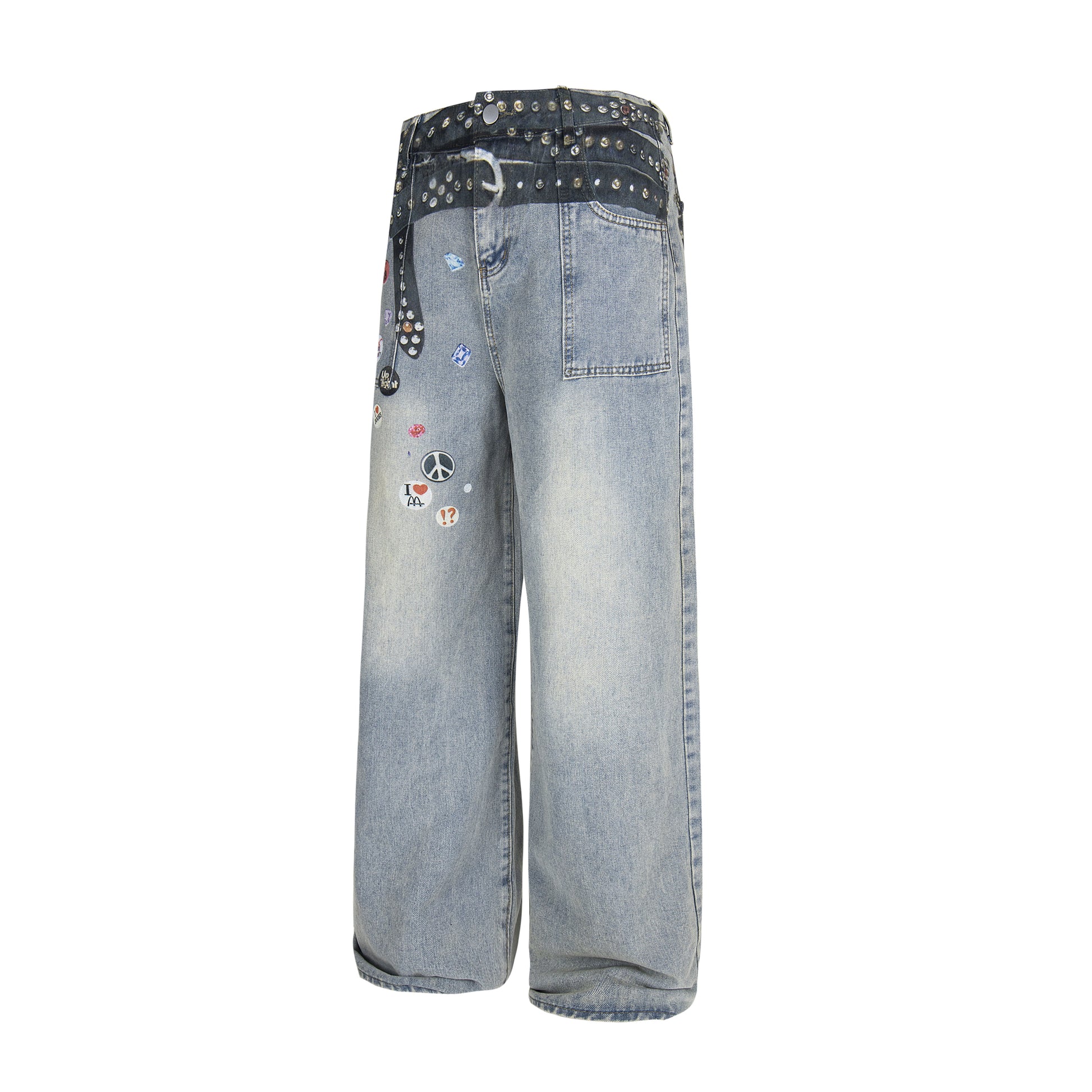 Studded Patchwork | Denim Jeans - Santo 