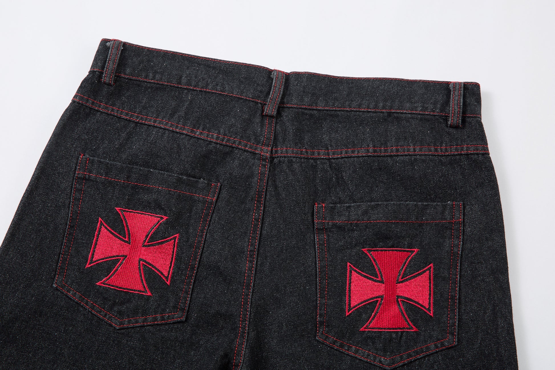 Iron Cross Embroidered | Baggy Jeans - Santo 