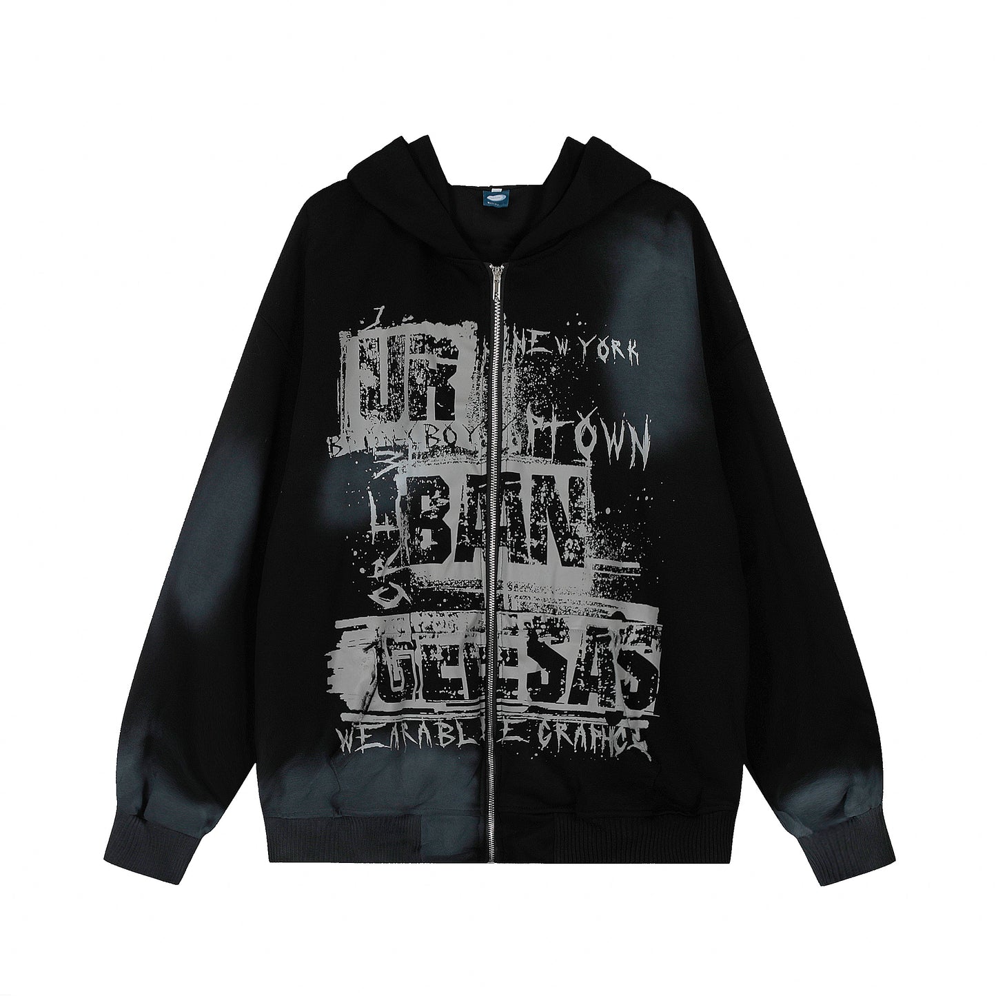 Graffiti Print | Oversized Zip Up Hoodie - Santo 
