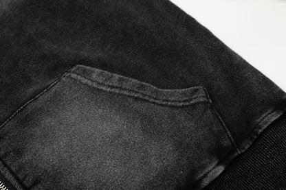 Washed Gradient | Black Zip Up Hoodie - Santo 